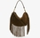 bolso mano piel ante de becerro con flecos oskan hobo zip bronce